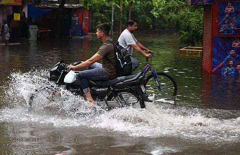 Waterlogged road in Delhi